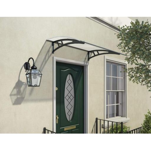 Calisto 1.4m x 0.9m Door Canopy - Grey Aluminium Frame
