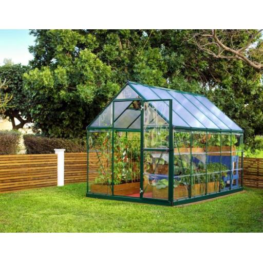 Hybrid 6ft x 10ft Polycarbonate Greenhouse - Green Frame