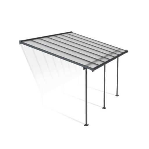 Sierra Patio Cover 3m x 4.3m - Grey Aluminium Frame & Clear Polycarbonate
