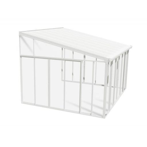SanRemo 4m x 4m Lean to Conservatory - Aluminium White Frames & White Polycarbonate