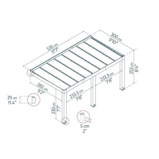 Helsinki Cedar Wood Patio Cover 3 x 5.3m Solar Control Panels