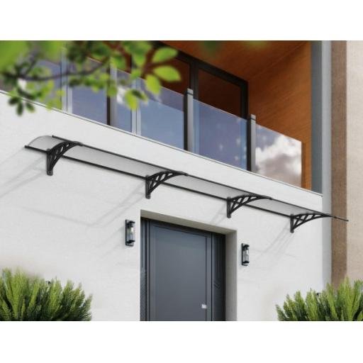Neo 4m x 0.9m Door Canopy - Grey Aluminium Frame