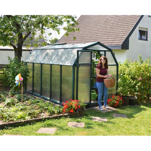 Eco Grow 6ft x 10ft Polycarbonate Greenhouse - Green Frame