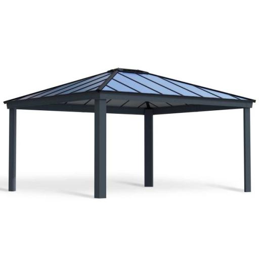 Dallas 4.2m x 4.9m Garden Gazebo in Grey Aluminium with Polycarbonate Roof