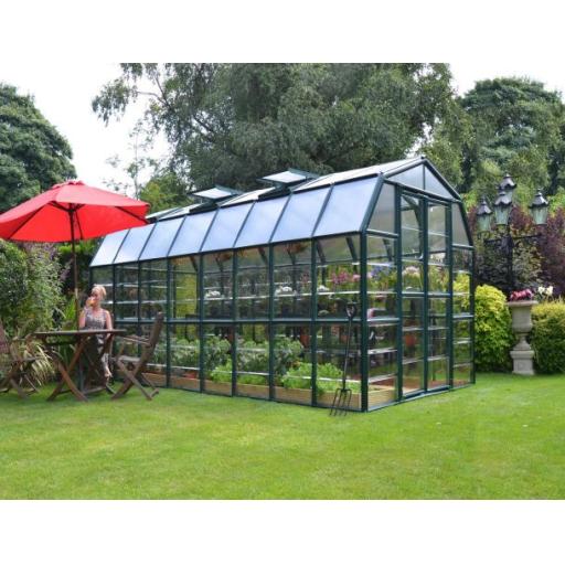 Grand Gardener 8ft x 16ft Polycarbonate Greenhouse - Green Frame