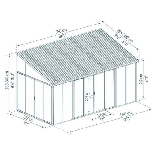 Sanremo 3m x 5.5m Lean to Conservatory - Aluminium White Frames