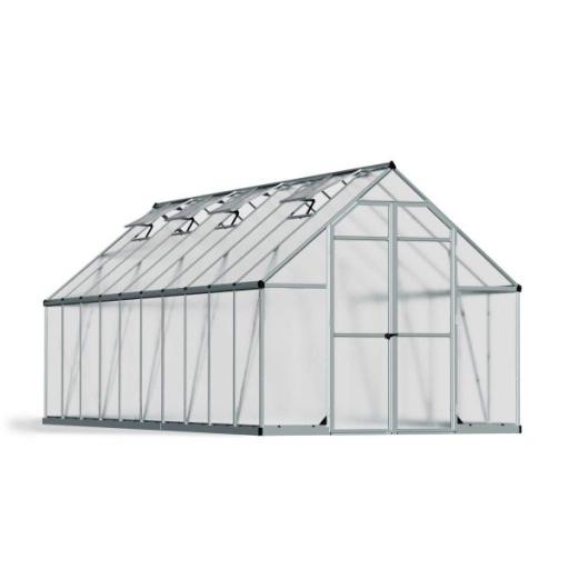 Essence 8ft x 20ft Polycarbonate Greenhouse - Silver Frame