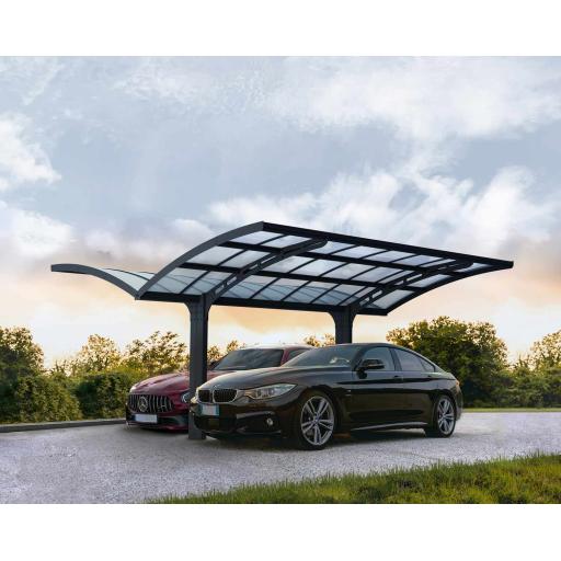 Arizona Double 16' x 19' Carport Kit - Grey Structure & Corrugated Panels