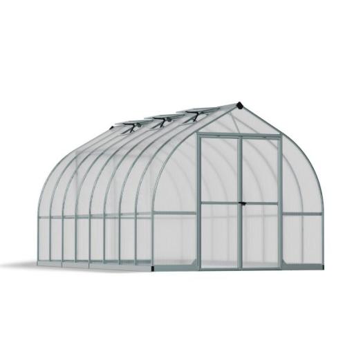 Bella 8ft x 16ft Polycarbonate Greenhouse - Silver  Frame
