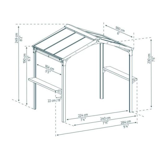 Austin 1.8m x 2.4m Outdoor BBQ Gazebo in Black Aluminium with Polycarbonate Roof