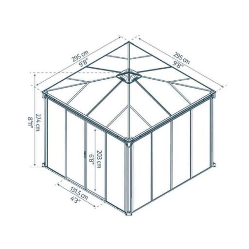 Ledro 3m x 3m Enclosed Gazebo Kit - Grey Structure & Hybrid Panels