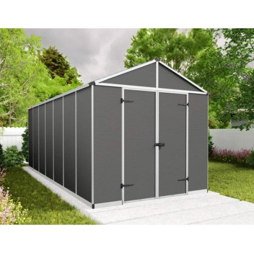 Rubicon 8ft x 17ft Garden Shed With Floor - Dark Grey Polycarbonate Panels