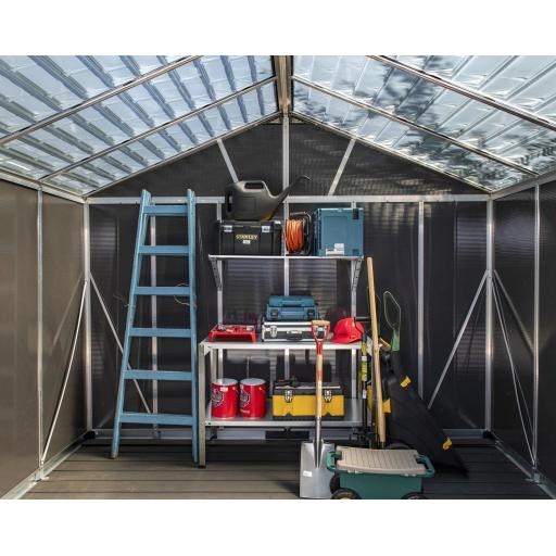 Yukon 11ft x 9ft Garden Shed Without Floor - Dark Grey Polycarbonate Panels
