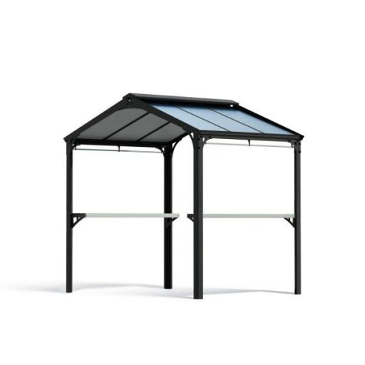 Austin 1.8m x 2.4m Outdoor BBQ Gazebo in Black Aluminium with Polycarbonate Roof