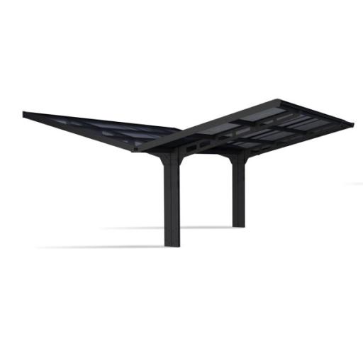 Sydney Double Wings 20' x 20' Carport - Black Aluminium & Corrugated Polycarbonate Roof