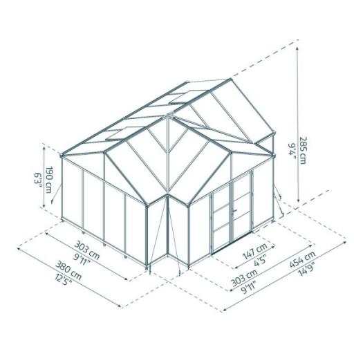 Triomphe 13ft x 15ft (173.2 sq. ft.) Polycarbonate Greenhouse - Black Frame