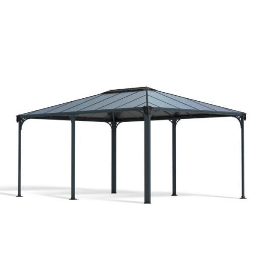 Martinique 3.6m x 5m Garden Gazebo in Grey Aluminium with Polycarbonate Roof