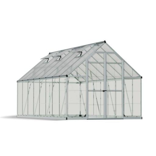 Balance 8ft x 16ft Polycarbonate Greenhouse - Silver Frame