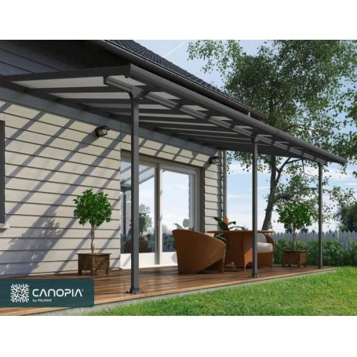 Feria Patio Cover 3m x 6m - Grey Aluminium Frame & Clear Polycarbonate