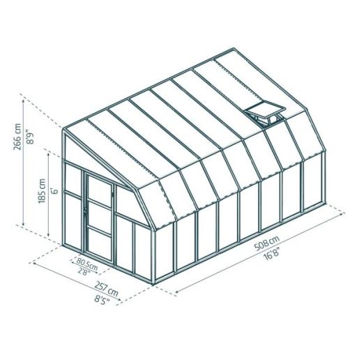 Sunroom 2.5m x 5m Lean to Conservatory - Aluminium White Frames
