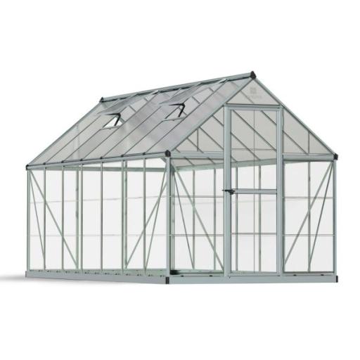 Hybrid 6ft x 14ft Polycarbonate Greenhouse - Silver Frame