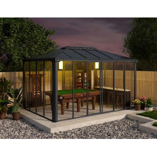 Ledro 3m x 4.3m Enclosed Gazebo Kit - Grey Structure & Hybrid Panels