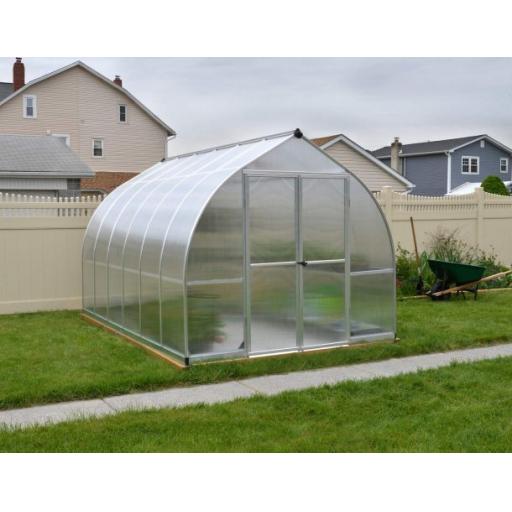 Bella 8ft x 12ft Polycarbonate Greenhouse - Silver Frame