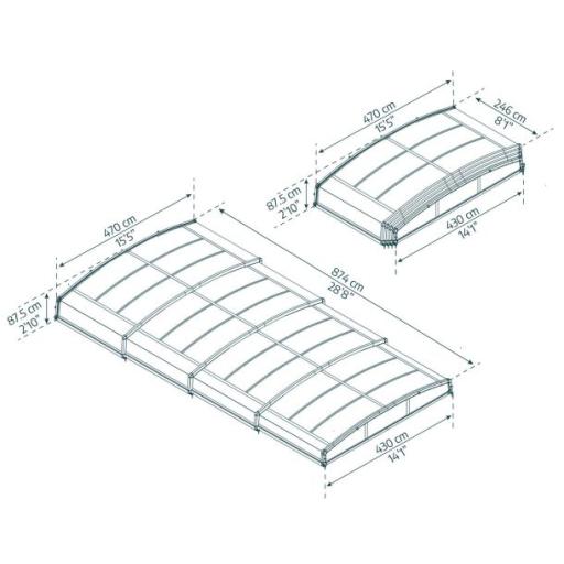 Majorca 15' x 28' Pool Enclosure Kit- Grey Structure
