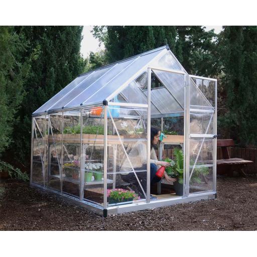 Hybrid 6ft x 8ft Polycarbonate Greenhouse - Black Frame