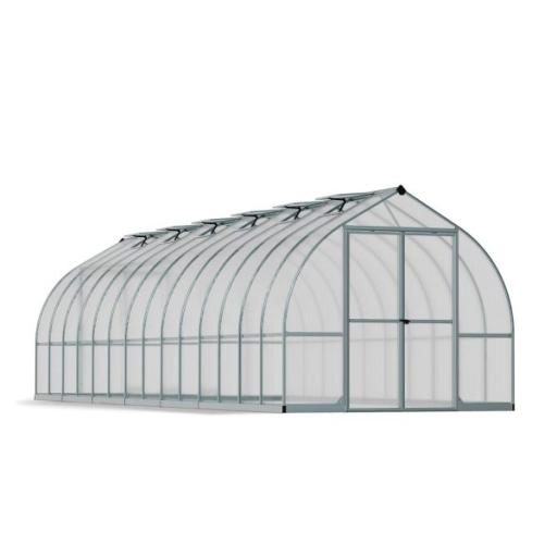 Bella 8ft x 32ft Polycarbonate Greenhouse - Silver Frame