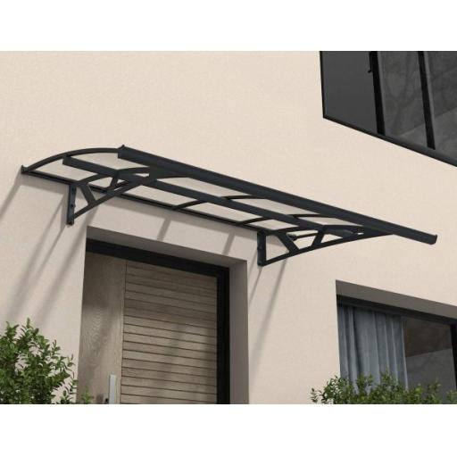 Amsterdam 2.2m x 1.4m Door Canopy - Grey Aluminium Frame & Clear Acryl