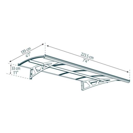 Amsterdam 2.2m x 1.4m Door Canopy - Grey Aluminium Frame & Clear Acryl