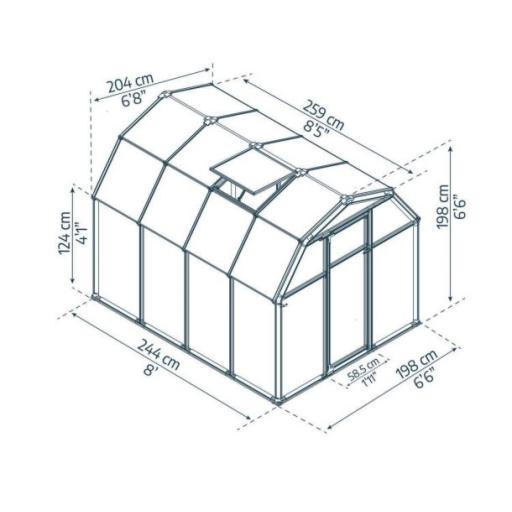 Eco Grow 6ft x 8ft Polycarbonate Greenhouse - Green Frame