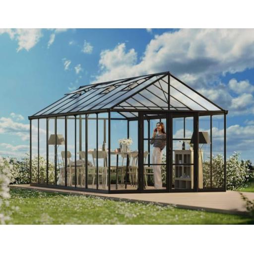 Aria 10ft x 20ft Polycarbonate Greenhouse - Black Frame