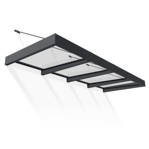Sophia XL 3.79m x 1.4m Door Canopy - Grey Aluminium Frame & Clear Panels
