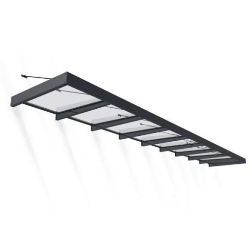 Sophia XL 8.45m x 1.4m Door Canopy - Grey Aluminium Frame & Clear Panels