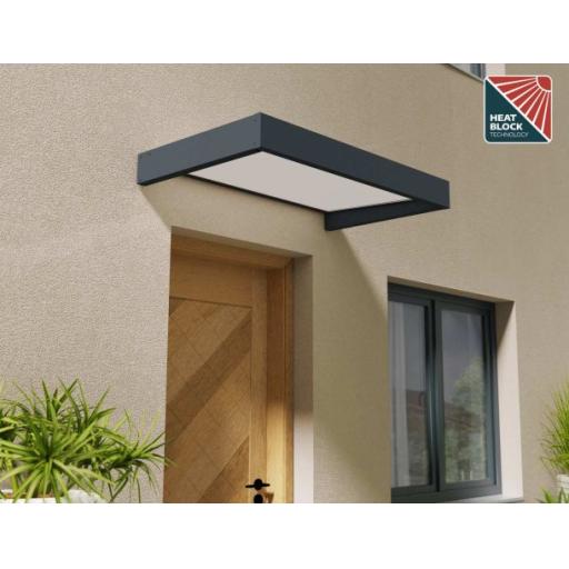 Sophia 1.5m x 0.9m Door Canopy - White Aluminium Frame & White Opal Polycarbonate