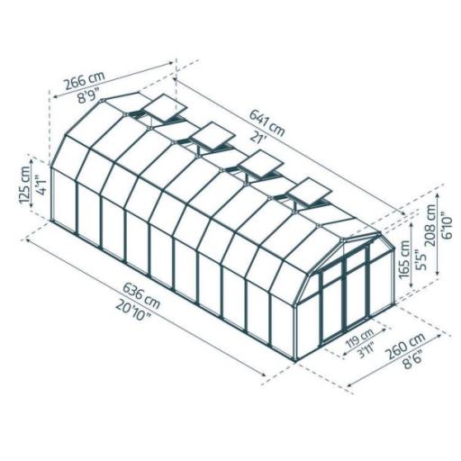 Hobby Gardener 8ft x 20ft Polycarbonate Greenhouse - Green Frame