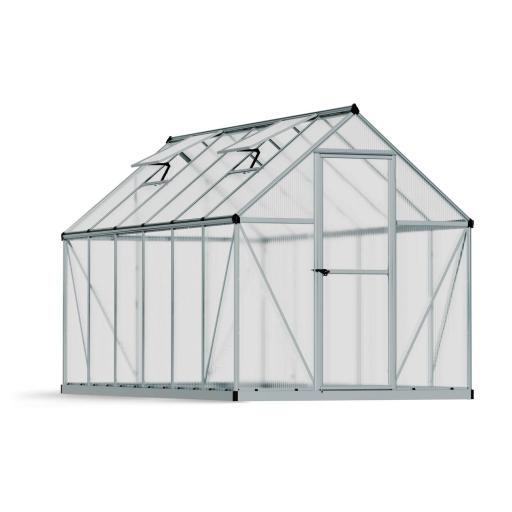 Mythos 6ft x 12ft Polycarbonate Greenhouse - Silver Frame