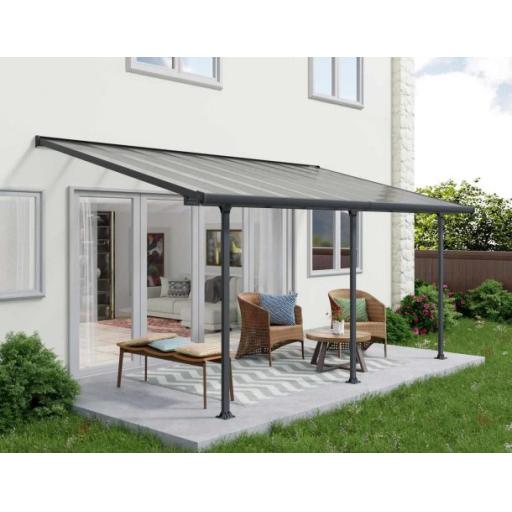 Feria Patio Cover 3m x 5.5m - Grey Aluminium Frame & Clear Polycarbonate