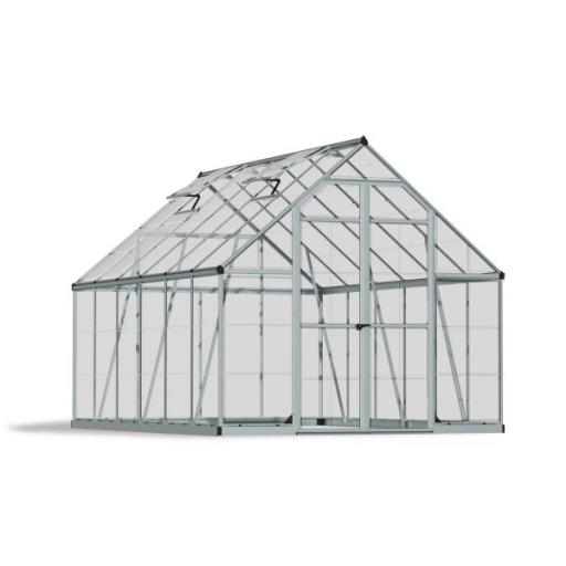 Octave 8ft x 12ft Polycarbonate Greenhouse - Silver Frame