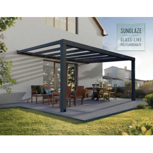Stockholm Patio Cover 3.4m x 5.2m - Grey Aluminium Frame & Clear Polycarbonate