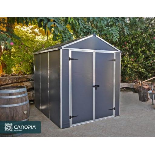 Rubicon 6ft x 8ft Garden Shed with Floor - Dark Grey Polycarbonate Panels