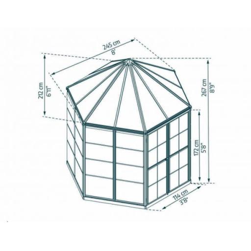 Oasis 8ft (41.8 sq. ft.) Hexagonal Greenhouse - Grey Frame