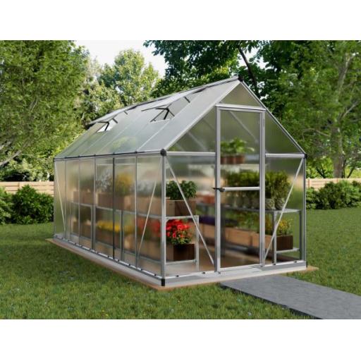 Mythos 6ft x 12ft Polycarbonate Greenhouse - Silver Frame