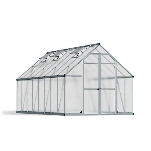 Essence 8ft x 16ft Polycarbonate Greenhouse - Silver Frame