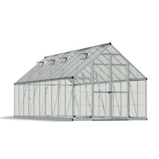 Balance 8ft x 20ft Polycarbonate Greenhouse - Silver Frame