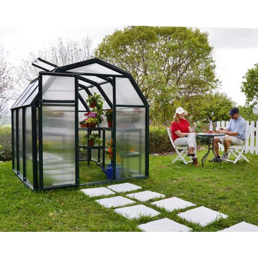 Eco Grow 6ft x 6ft Polycarbonate Greenhouse - Green Frame