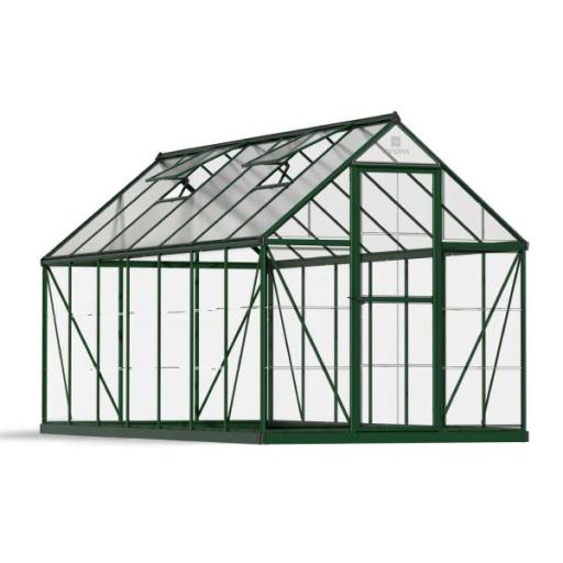 Hybrid 6ft x 14ft Polycarbonate Greenhouse - Green Frame