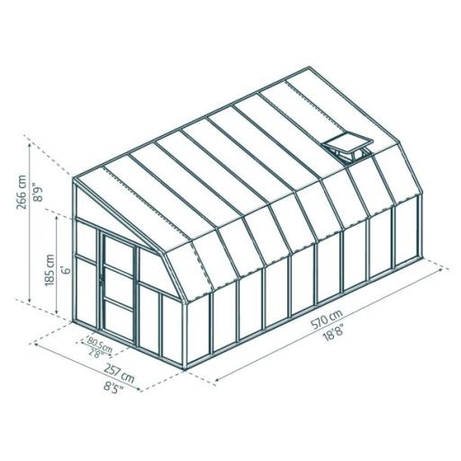 Sunroom 2.5m x 5.7m Lean to Conservatory - Aluminium White Frames